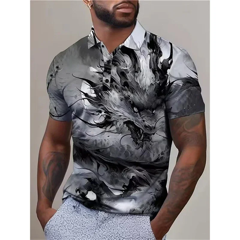 Мужская летняя рубашка-поло с 3D-принтом дракона, короткий рукав, на пуговицах, для повседневной носки
Мужская летняя рубашка-поло с 3D-принтом дракона, короткий рукав, на пуговицах, для повседневной носки