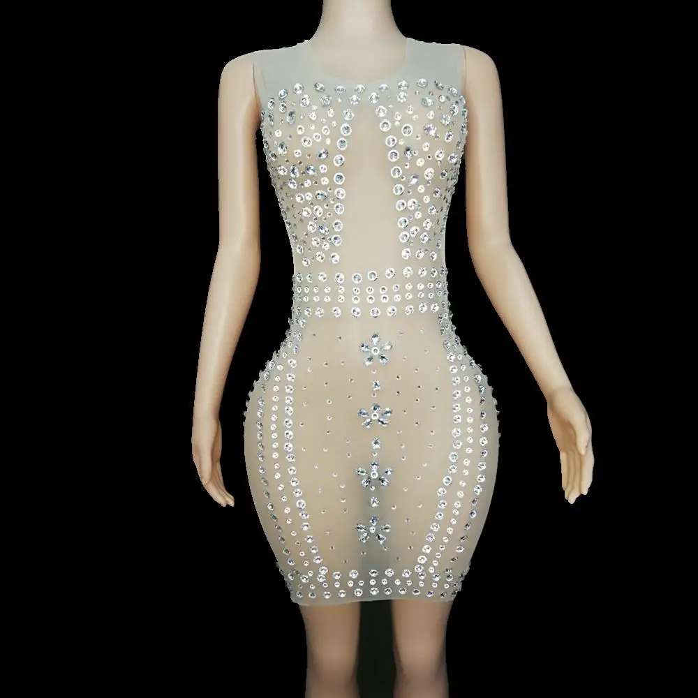 Sexy Mesh Transparent Evening Celebrate Birthday Dress Sparkly Rhinestones Summer Sleeveless Short Bodycon Dress Club Outfit
Sexy Mesh Transparent Evening Celebrate Birthday Dress Sparkly Rhinestones Summer Sleeveless Short Bodycon Dress Club Outfit
