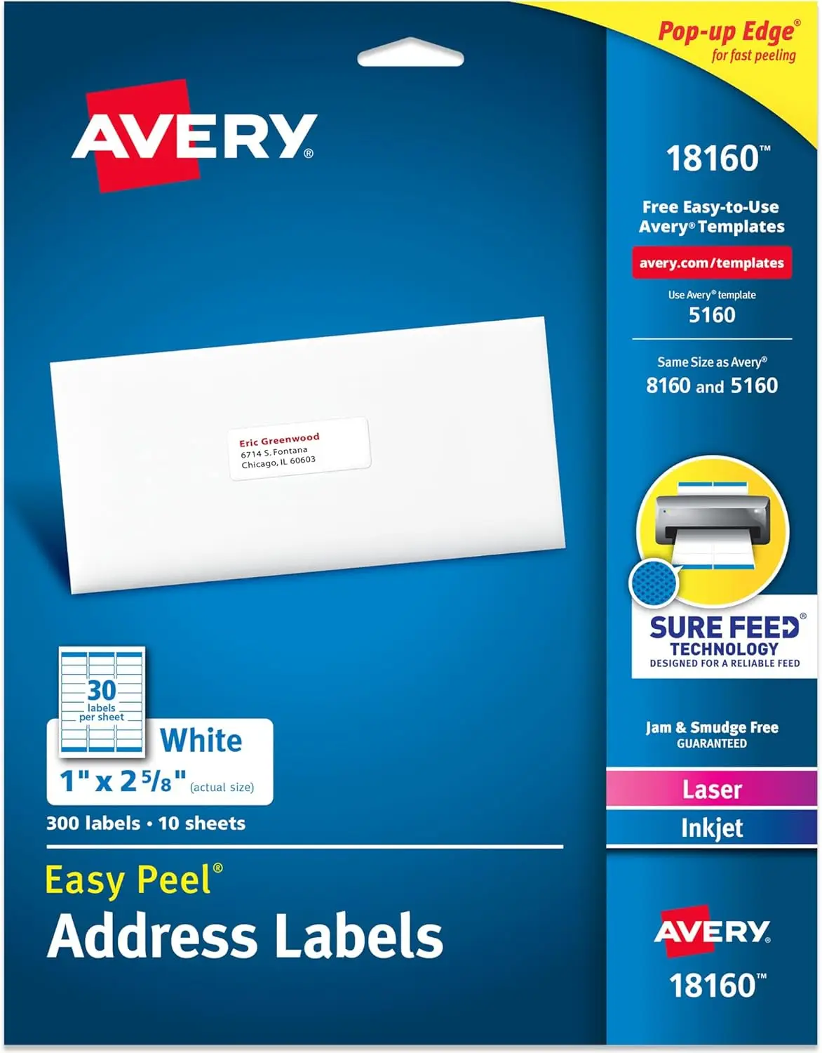 Easy Peel Printable AddrLabels with Sure Feed, 1' x 2-5/8' Customizable Stickers, White, 300 Blank
Easy Peel Printable AddrLabels with Sure Feed, 1' x 2-5/8' Customizable Stickers, White, 300 Blank