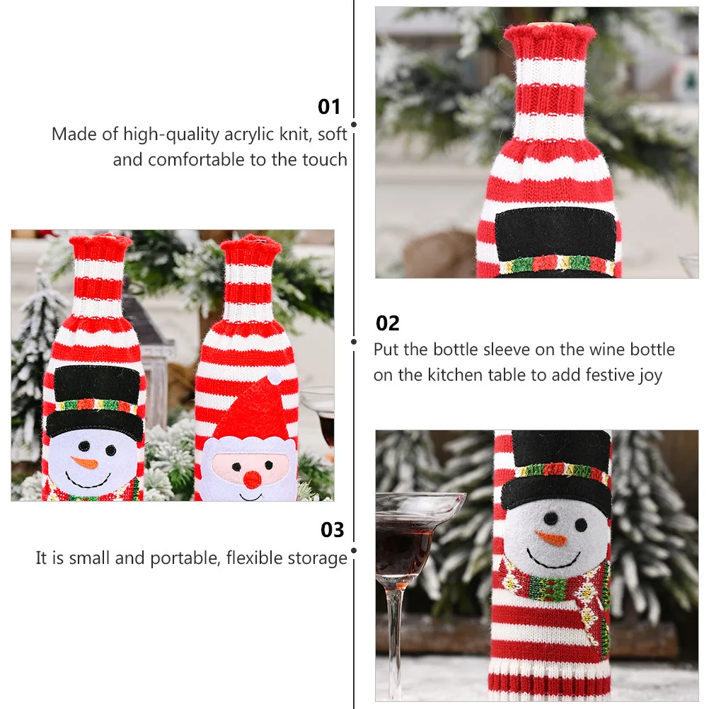 2Pcs Christmas Striped Knitted Wine Bottle Covers Assorted Colors Xmas Decorative Bottle Bags Festive Holiday Gift
2Pcs Christmas Striped Knitted Wine Bottle Covers Assorted Colors Xmas Decorative Bottle Bags Festive Holiday Gift