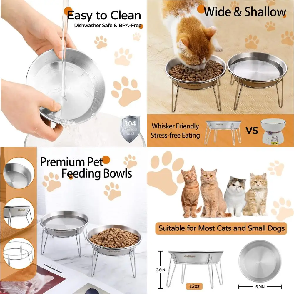 Cat Food Bowls, 4 Pcs Stainless Steel Cats Food and Water Whisker Fatigue Shallow Dishes, Small Dog Puppies Fat Faced Cat Kitten
Cat Food Bowls, 4 Pcs Stainless Steel Cats Food and Water Whisker Fatigue Shallow Dishes, Small Dog Puppies Fat Faced Cat Kitten