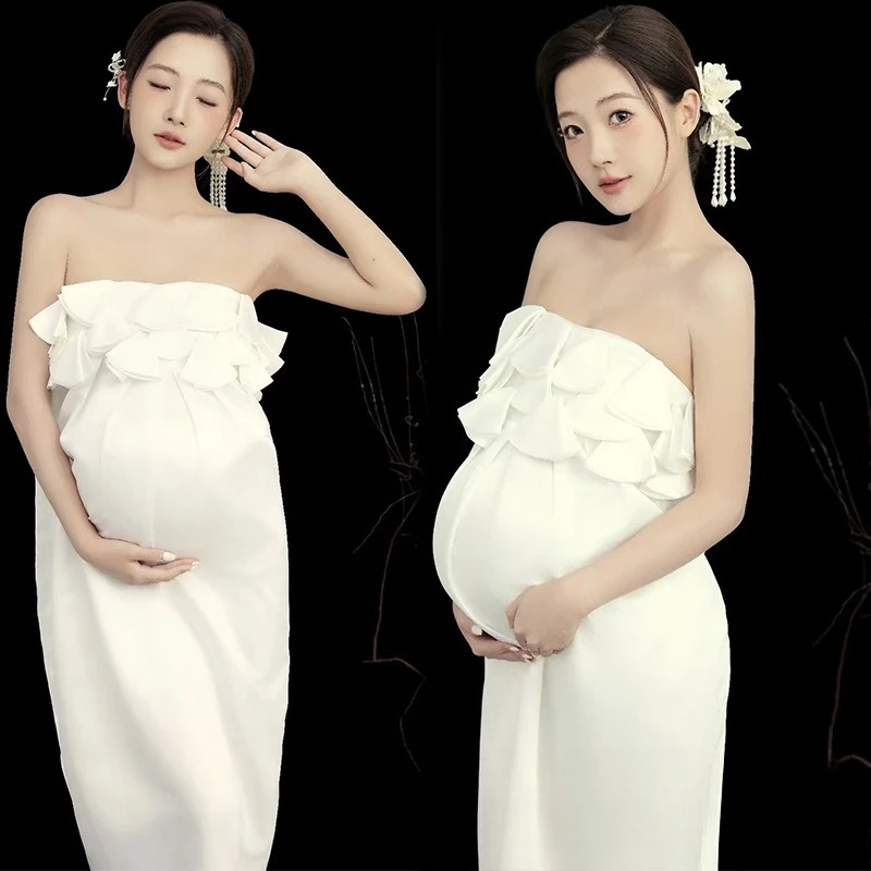 Women Maternity Dress for Photoshoot White Vintage Elegant Tube Ruffles Long Pregancy Dresses for Studio Shooting Photo Clothing
Women Maternity Dress for Photoshoot White Vintage Elegant Tube Ruffles Long Pregancy Dresses for Studio Shooting Photo Clothing