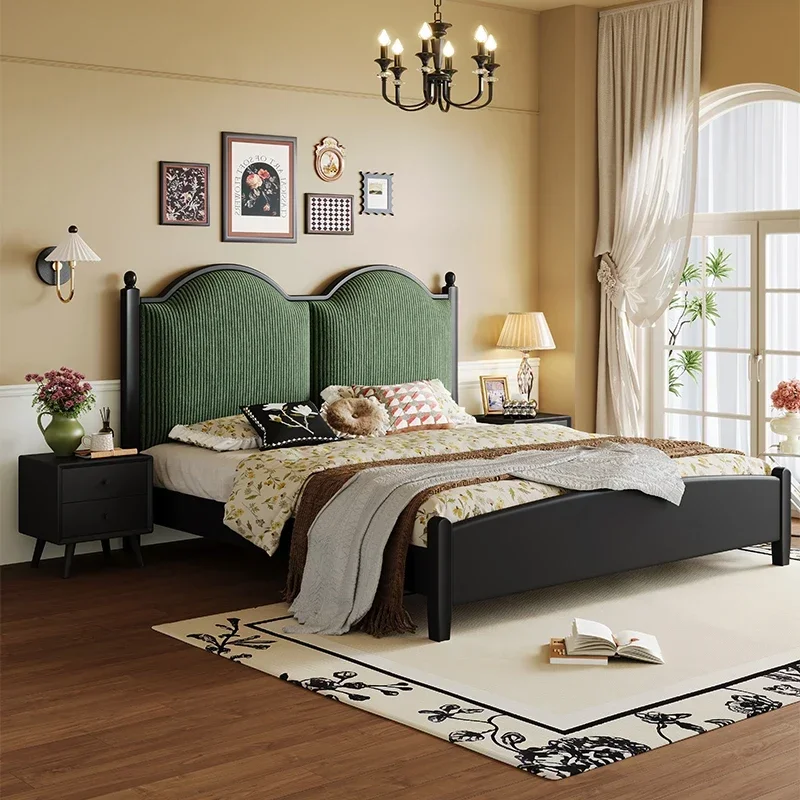 American retro solid wood bed modern simple light luxury black French green soft bag double bed
American retro solid wood bed modern simple light luxury black French green soft bag double bed