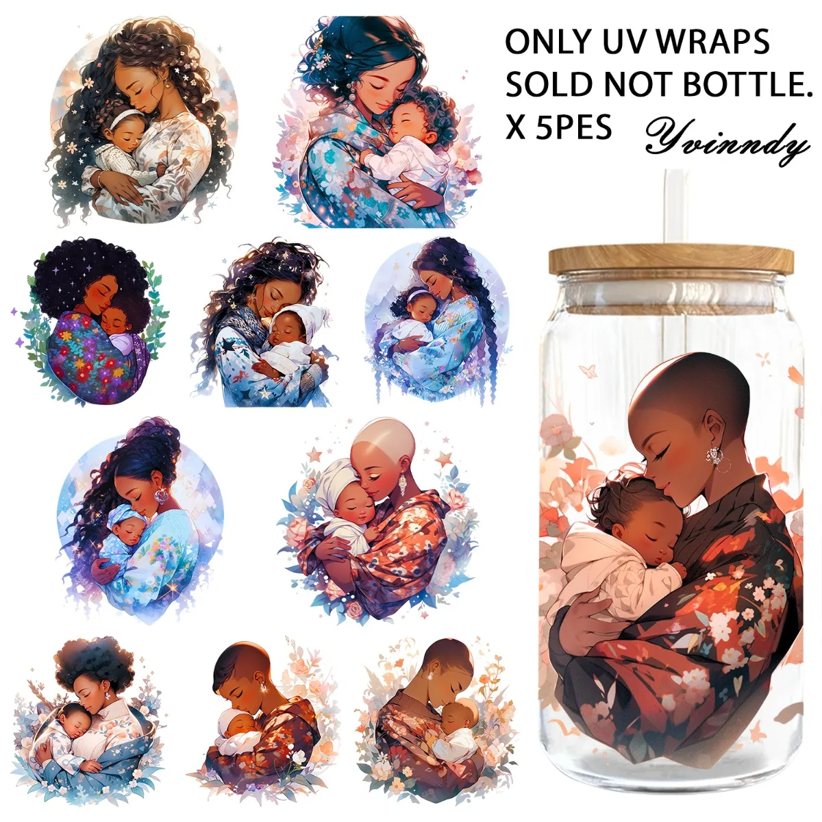 5PCS/Set Of 16OZ Mother's Day Theme Black Mother Design UV DTF Suitable For Mugscoration Gift Makers (Excluding Cups)
5PCS/Set Of 16OZ Mother's Day Theme Black Mother Design UV DTF Suitable For Mugscoration Gift Makers (Excluding Cups)