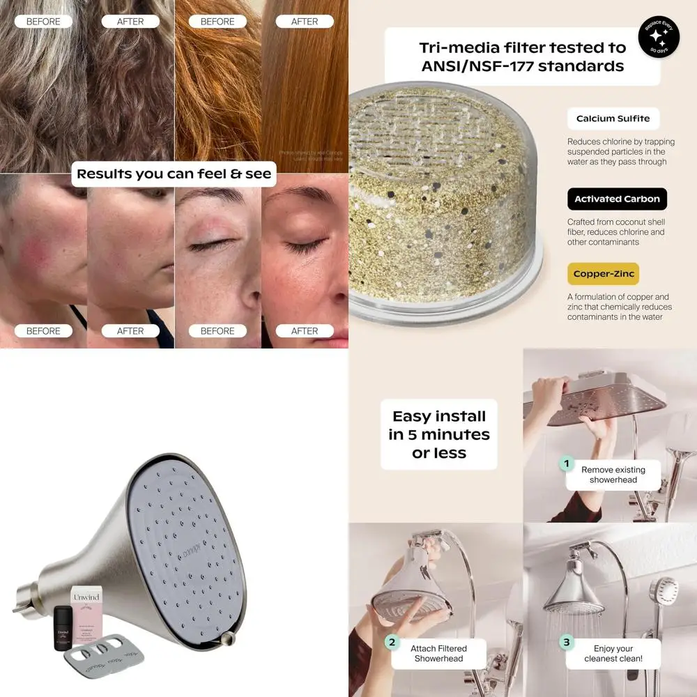 High Purity Shower Filter for Soft Water - Removes Minerals and Scale, Enhances Hair Growth, Minimizes Breakage
High Purity Shower Filter for Soft Water - Removes Minerals and Scale, Enhances Hair Growth, Minimizes Breakage