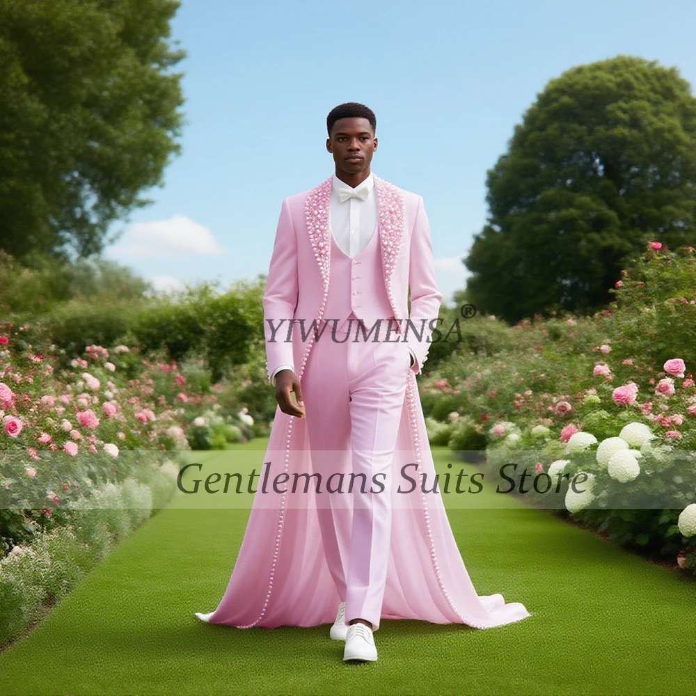 Elegant Pink Beaded Pearls Suits Men For Wedding Customized Single Breasted Prom Blazers Long Train Outfit Man Tuxedos Suit 2025
Elegant Pink Beaded Pearls Suits Men For Wedding Customized Single Breasted Prom Blazers Long Train Outfit Man Tuxedos Suit 2025