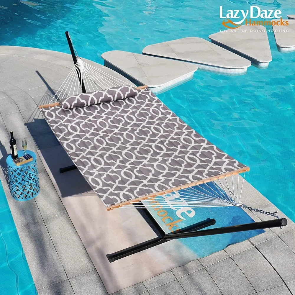 12FT Quilted Fabric Hammock with Pillow, Double 2 Person Hammock with Spreader Bar for Outdoor Outside Patio Garden Yard
12FT Quilted Fabric Hammock with Pillow, Double 2 Person Hammock with Spreader Bar for Outdoor Outside Patio Garden Yard