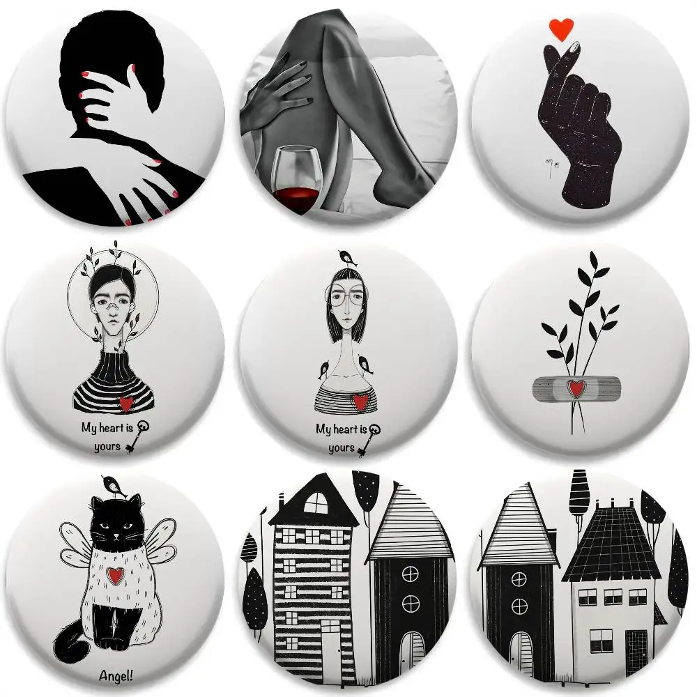 Black White Fashion Ins Sexy Badges Round Exquisite Badge Brooches Creative Pins For Clothes Hat Backpack Gift Accessories
Black White Fashion Ins Sexy Badges Round Exquisite Badge Brooches Creative Pins For Clothes Hat Backpack Gift Accessories