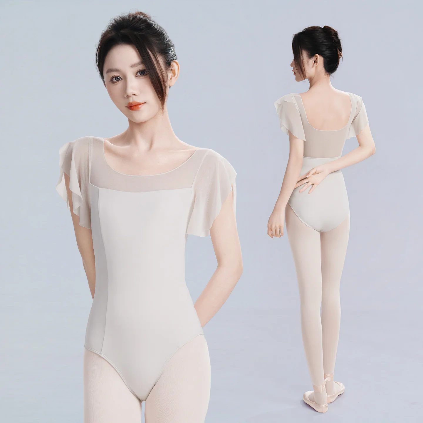 Women Short Sleeve Ballet Leotard, Sheer Mesh Splice Stretchy Dance Bodysuit for Ballet Gymnastics Yoga Training Performance
Women Short Sleeve Ballet Leotard, Sheer Mesh Splice Stretchy Dance Bodysuit for Ballet Gymnastics Yoga Training Performance