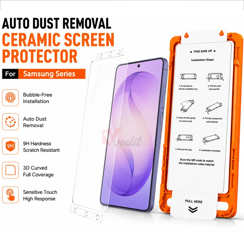 Easy Installation Dust Free Screen Protector For Samsung Galaxy S26 S25 S24 S23 S22 S21 Plus S25+ S26 Ultra Ceramic Film +tool
Easy Installation Dust Free Screen Protector For Samsung Galaxy S26 S25 S24 S23 S22 S21 Plus S25+ S26 Ultra Ceramic Film +tool