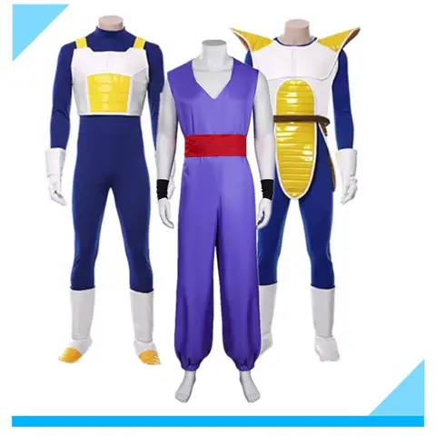 Men Vegeta Cosplay Costume Anime Fantasia Adult Shoes Cover Uniform Gohan Jumpsuit Belt Outfits Halloween Carnival Party Suit