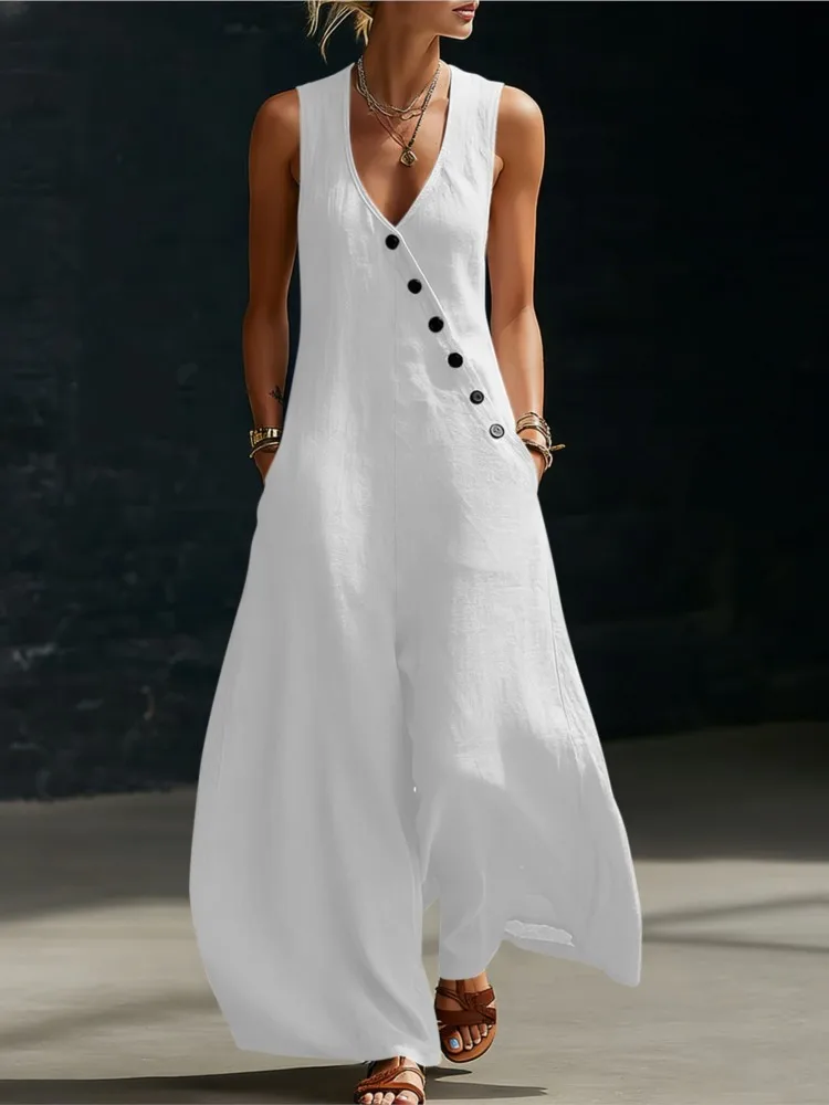 Casual V-neck Sleeveless Asymmetric Button Vest Dress 2026 Summer New Long Style Women's Vacation Casual Dress A-Line Skirt
Casual V-neck Sleeveless Asymmetric Button Vest Dress 2026 Summer New Long Style Women's Vacation Casual Dress A-Line Skirt