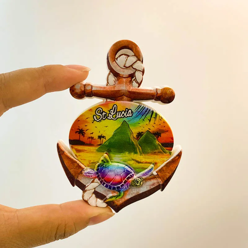 Tourist souvenirs from Saint Lucia, 3D magnetic fridge magnets of anchor and turtle, decorative gifts
Tourist souvenirs from Saint Lucia, 3D magnetic fridge magnets of anchor and turtle, decorative gifts