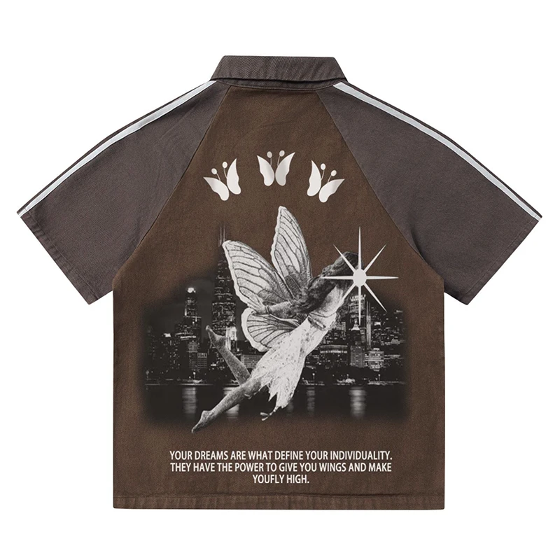 Splicing Shirts Oversized Harajuku Streetwear Hip Hop Butterfly Print Denim Shirts Men Fashion Loose Zip Up Blouse Y2K Summer
Splicing Shirts Oversized Harajuku Streetwear Hip Hop Butterfly Print Denim Shirts Men Fashion Loose Zip Up Blouse Y2K Summer