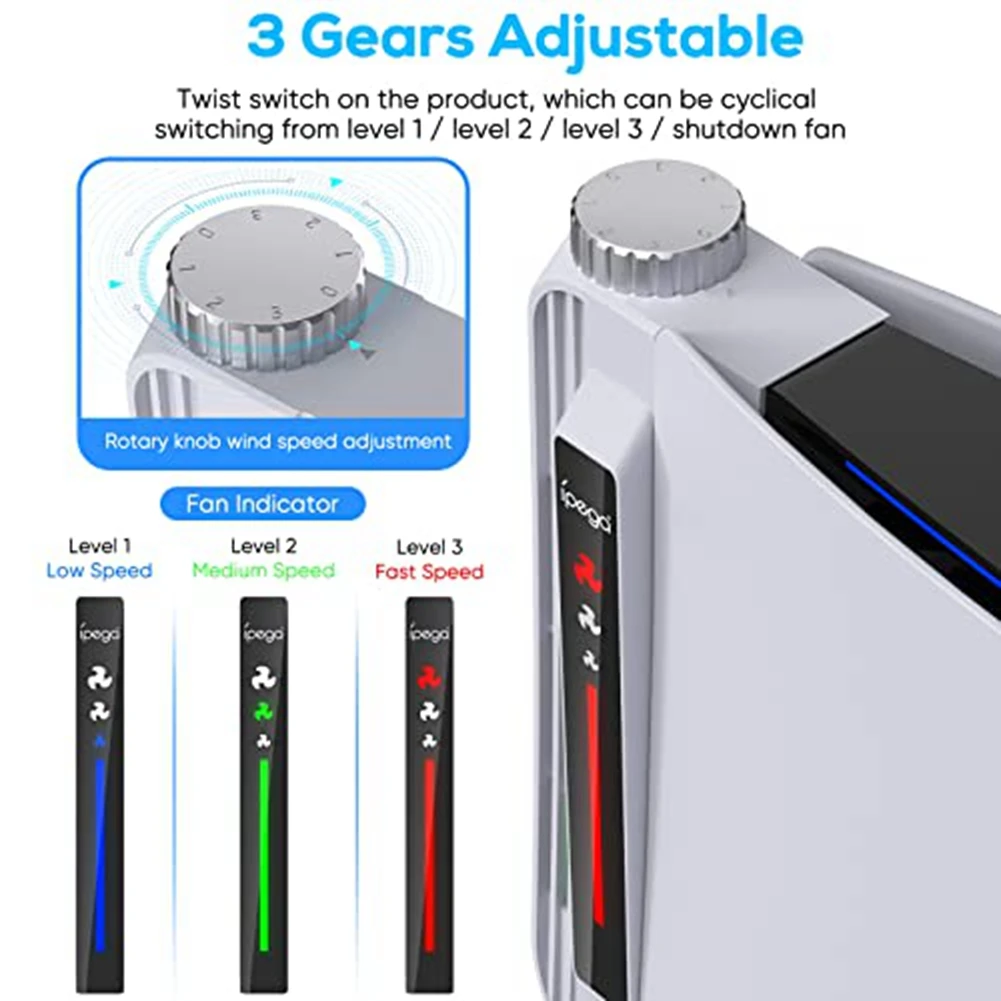 HGHO Ipega Upgraded Cooling Fan for PS5,Centrifugal Cooling System with 3 Speeds Control Knob & LED Indicator Panel,USB Powered
HGHO Ipega Upgraded Cooling Fan for PS5,Centrifugal Cooling System with 3 Speeds Control Knob & LED Indicator Panel,USB Powered
