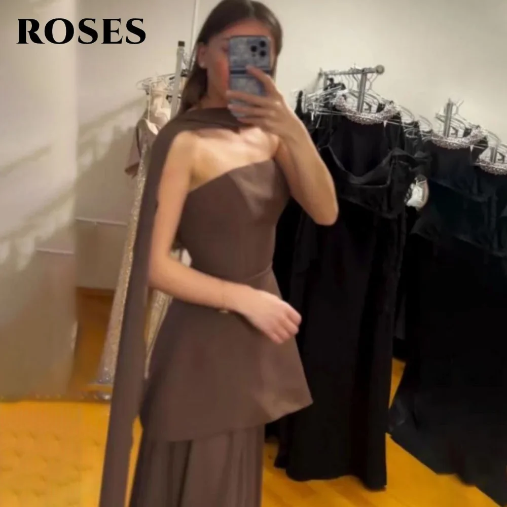 ROSES Chocolate Mermaid Prom Dress Satin Strapless Celebrity Dress Split Women's Evening Dress with Scarf Formal Gown Customized
ROSES Chocolate Mermaid Prom Dress Satin Strapless Celebrity Dress Split Women's Evening Dress with Scarf Formal Gown Customized