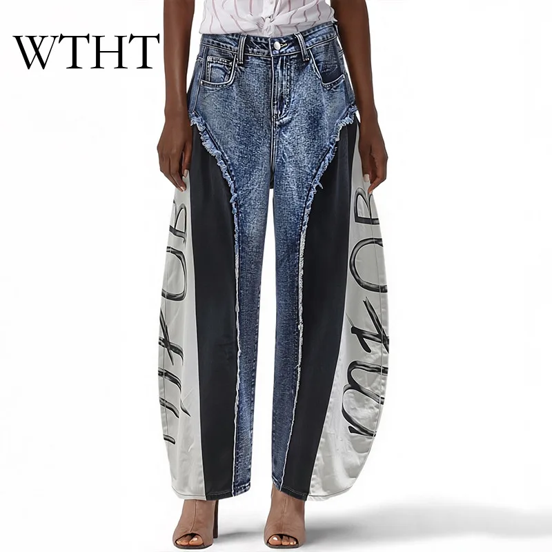 WTHT Vintage Women Irregular Patchwork Graffiti Lettering Denim Pants Summer 2026 High-waist Loose Jeans Female 1LS3084
WTHT Vintage Women Irregular Patchwork Graffiti Lettering Denim Pants Summer 2026 High-waist Loose Jeans Female 1LS3084