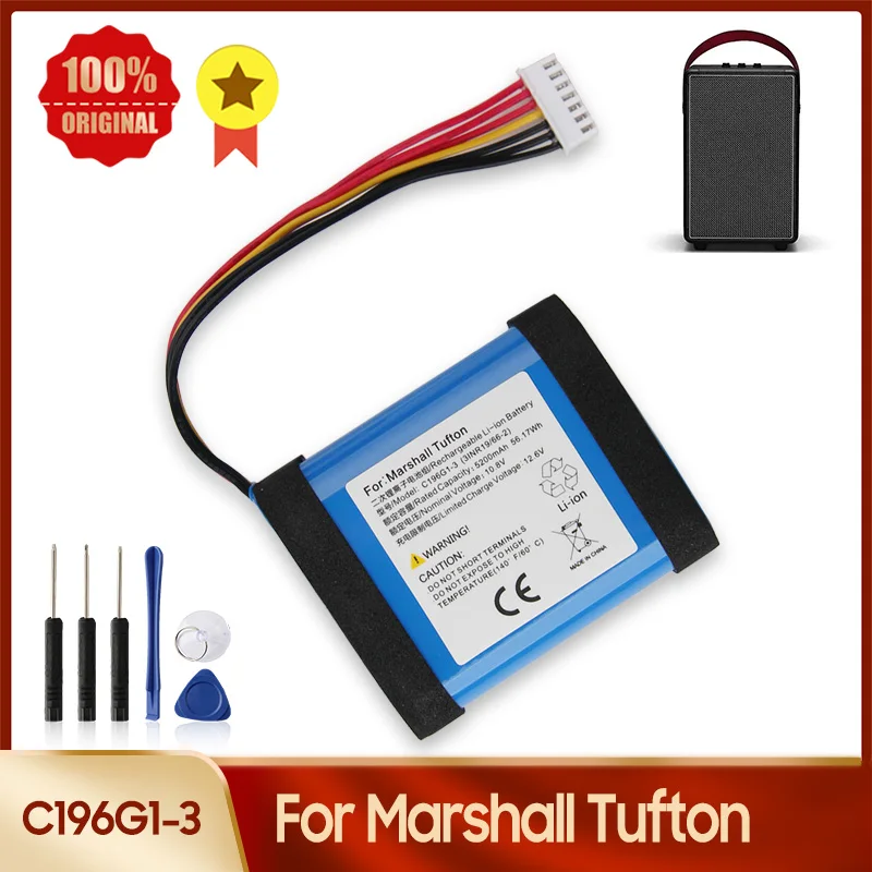 Сменный аккумулятор C196G1-3 для Marshall Tufton Bluetooth-динамиков с инструментом 5200 мАч
Сменный аккумулятор C196G1-3 для Marshall Tufton Bluetooth-динамиков с инструментом 5200 мАч