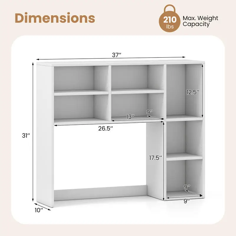 Desktop Bookshelf with 7 Open Cubbies and 3 Adjustable Shelves-White
Desktop Bookshelf with 7 Open Cubbies and 3 Adjustable Shelves-White