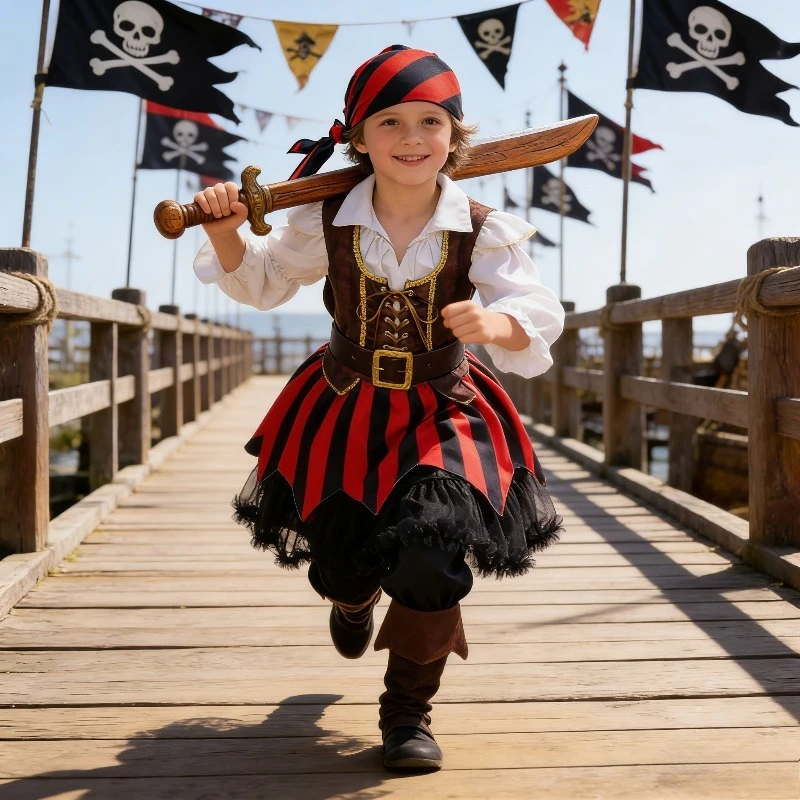 Festival Performance Party Role Playing Dress Children Pirate Princess Captain Theme Skirt for Girls
Festival Performance Party Role Playing Dress Children Pirate Princess Captain Theme Skirt for Girls