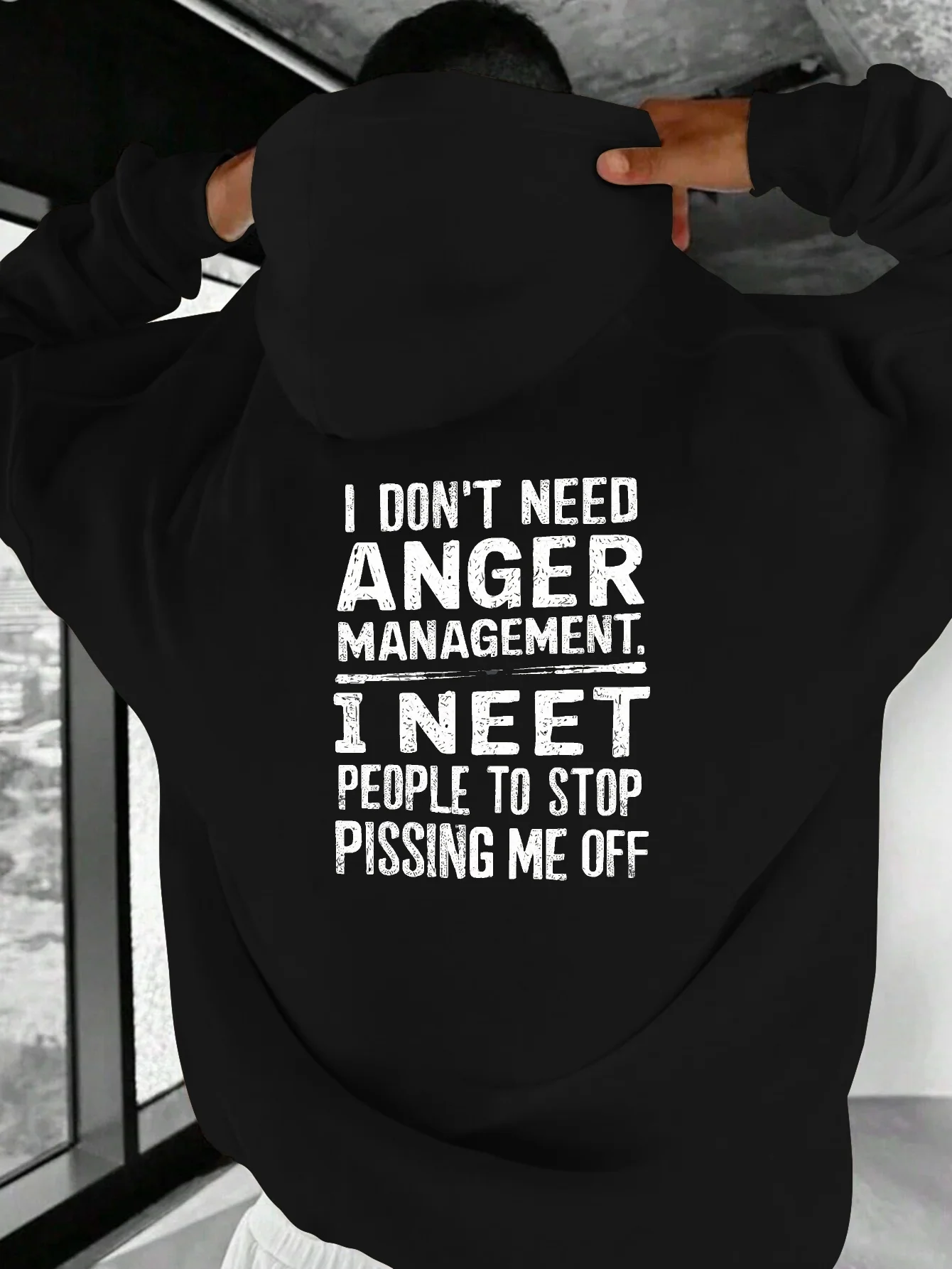 Men's funny hooded sweatshirt - "I don't need angry management" pattern sports shirt - Funny workplace humor clothing
Men's funny hooded sweatshirt - "I don't need angry management" pattern sports shirt - Funny workplace humor clothing