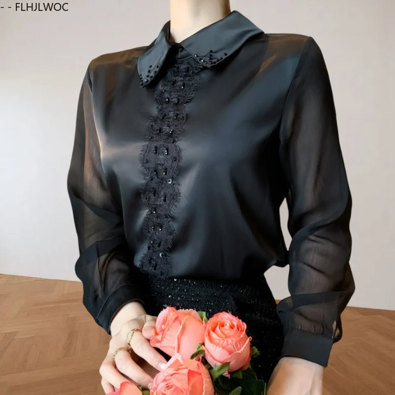 Work South Korea Chic Tops Blouses Women 2025 Autumn French Bling Lace Ruffles Top Office Lady Basics Elegant Black White Shirts
Work South Korea Chic Tops Blouses Women 2025 Autumn French Bling Lace Ruffles Top Office Lady Basics Elegant Black White Shirts