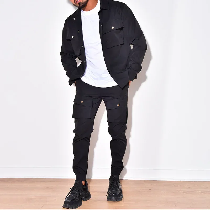 Male Jacket 2 Pieces Suit Men's Jacket Cargo Pants Sets with Pocket Spring Fall Solid Casual Button Single Breasted Tracksuit
Male Jacket 2 Pieces Suit Men's Jacket Cargo Pants Sets with Pocket Spring Fall Solid Casual Button Single Breasted Tracksuit