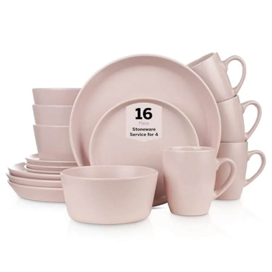Albie Stoneware 16-Piece Modern Dinnerware Set Kitchen Plates and Bowls Sets Dish Set for 4 Pink
Albie Stoneware 16-Piece Modern Dinnerware Set Kitchen Plates and Bowls Sets Dish Set for 4 Pink
