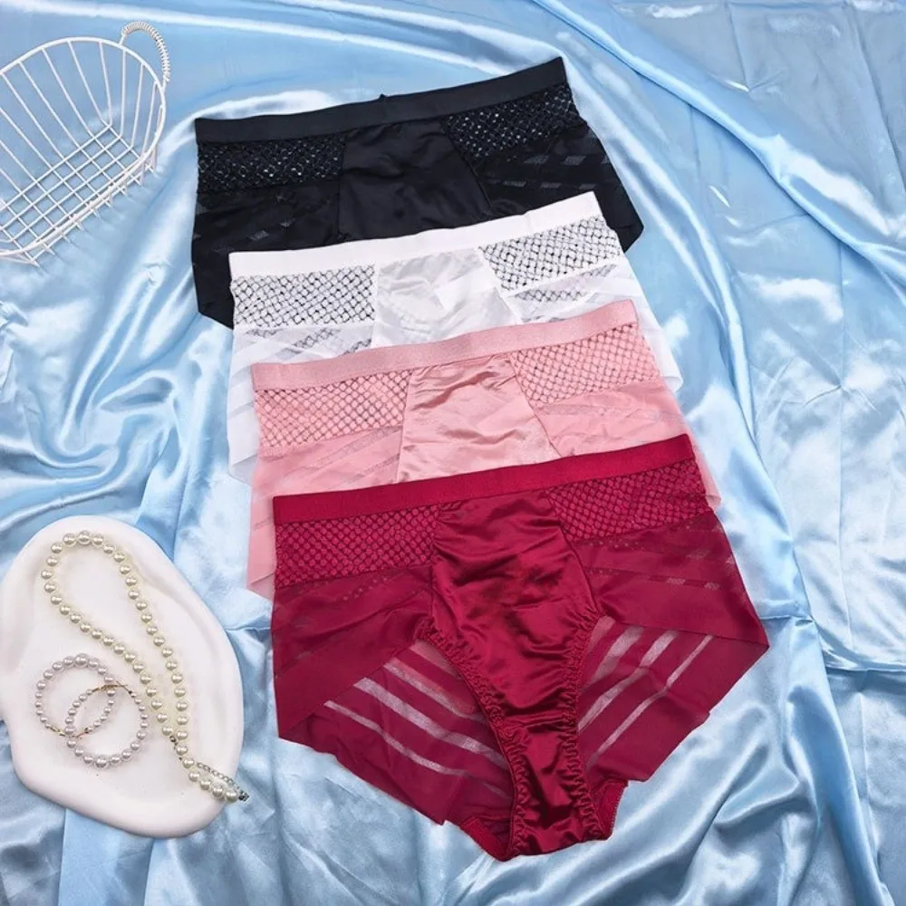 Lingerie Mid Waist Satin Silk Briefs Transparent Cotton Crotch Mesh Panties Summer Underpants Seamless Briefs Lady
Lingerie Mid Waist Satin Silk Briefs Transparent Cotton Crotch Mesh Panties Summer Underpants Seamless Briefs Lady