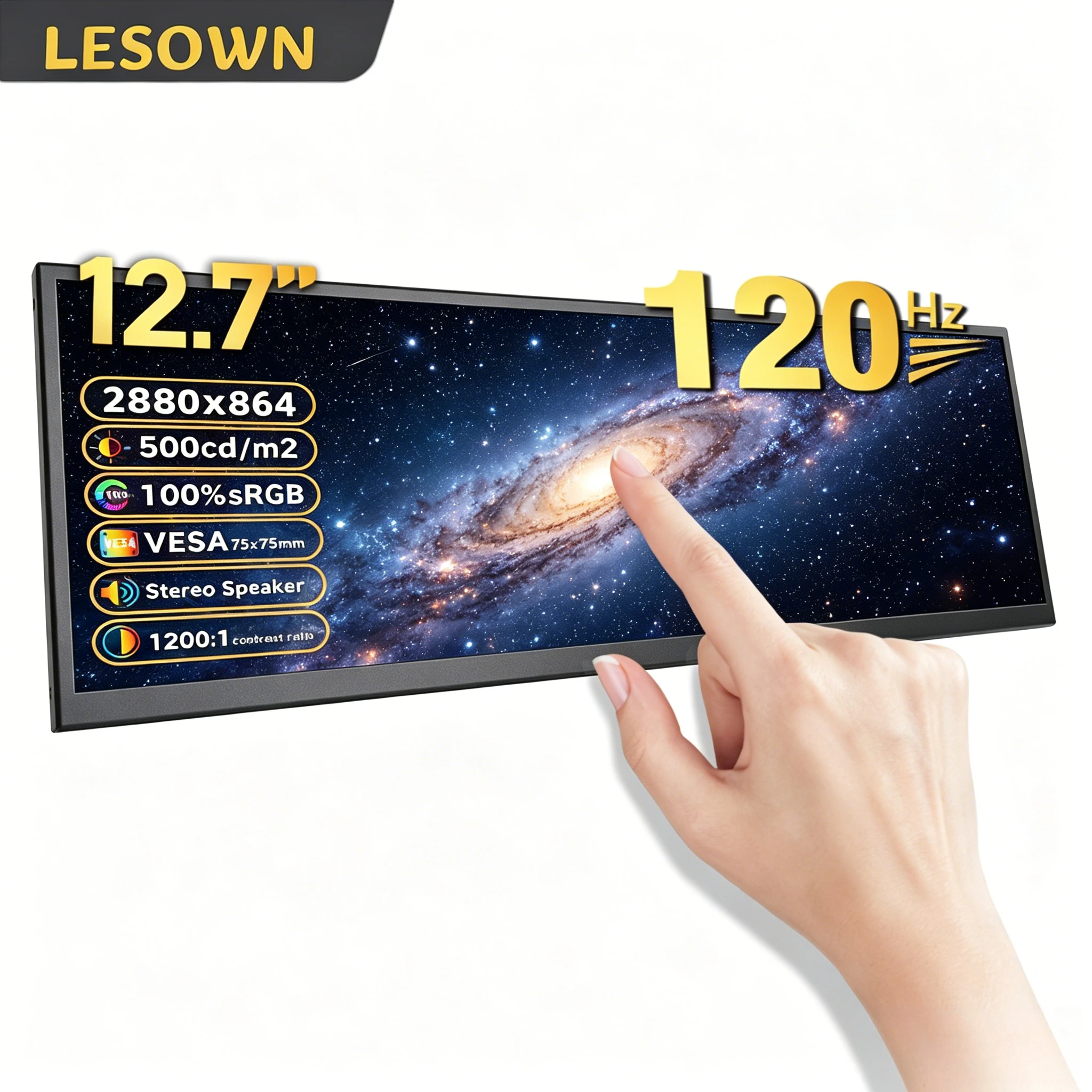 LESOWN 12.7" Ultra-wide Desktop Extension Screen 2880x864 120Hz miniHDTV Stretched LCD for Daily Task Management
LESOWN 12.7" Ultra-wide Desktop Extension Screen 2880x864 120Hz miniHDTV Stretched LCD for Daily Task Management