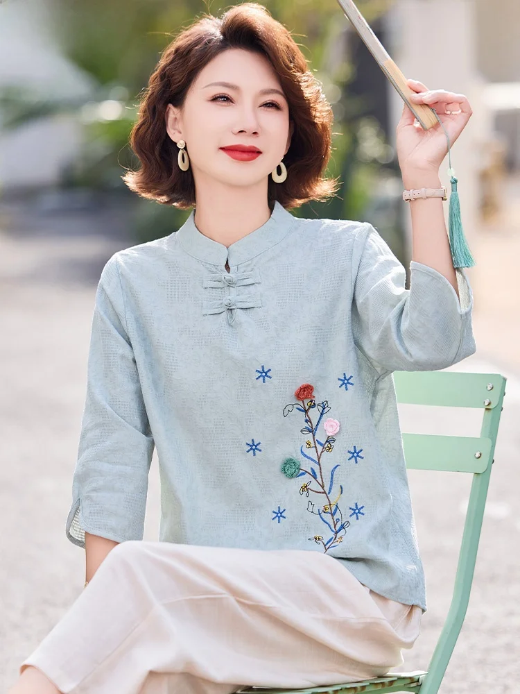 Новый китайский комплект из хлопка и льна: свободные топы с рукавом 3/4 и брюки для женщин среднего и старшего возраста, летний, двухсекционный.
Новый китайский комплект из хлопка и льна: свободные топы с рукавом 3/4 и брюки для женщин среднего и старшего возраста, летний, двухсекционный.