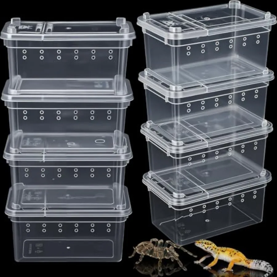 8 Pcs Reptile Breeding Box Plastic Spider Terrarium Tarantula Feeding Box for Bearded Dragon Lizard Spider Gecko Scorpion,Clear
8 Pcs Reptile Breeding Box Plastic Spider Terrarium Tarantula Feeding Box for Bearded Dragon Lizard Spider Gecko Scorpion,Clear