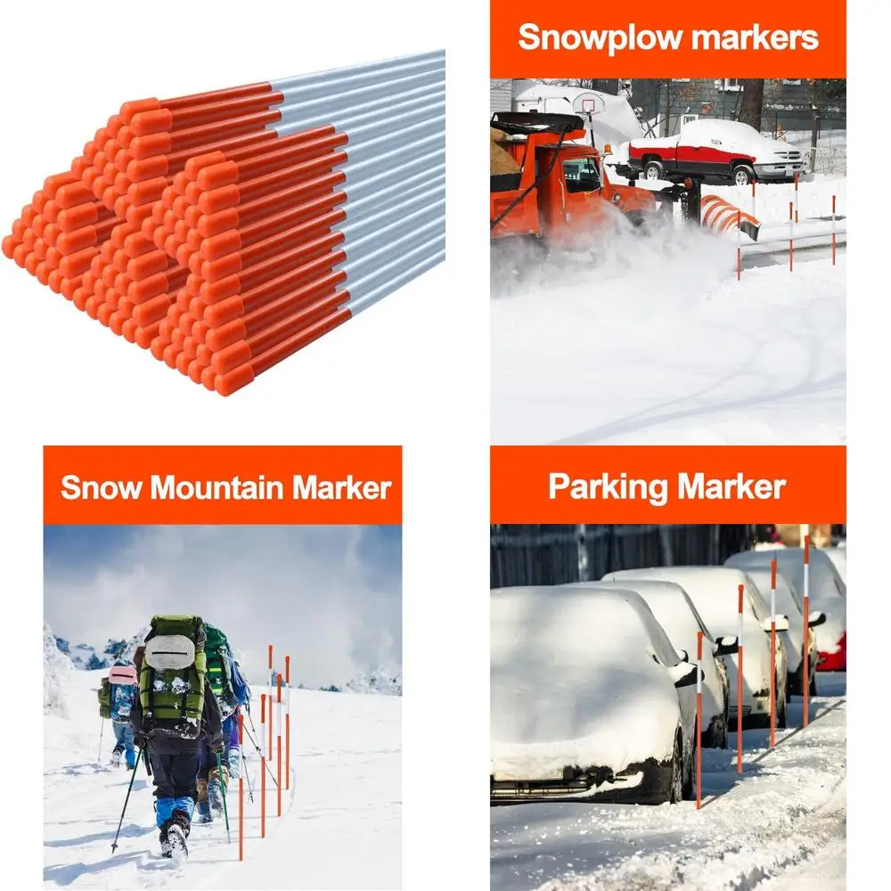 Reflective Driveway Markers - 48 Inch Snow Stakes with High Visibility Tape, 1/4 Inch Diameter Snow Pole Stakes for Safety
Reflective Driveway Markers - 48 Inch Snow Stakes with High Visibility Tape, 1/4 Inch Diameter Snow Pole Stakes for Safety