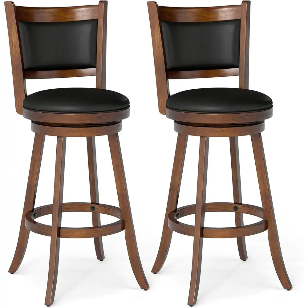 Pair of 360° Swivel Wooden Bar Stools, Leatherette Seat, 29 Height, Ideal for Dining & Living Rooms
Pair of 360° Swivel Wooden Bar Stools, Leatherette Seat, 29 Height, Ideal for Dining & Living Rooms