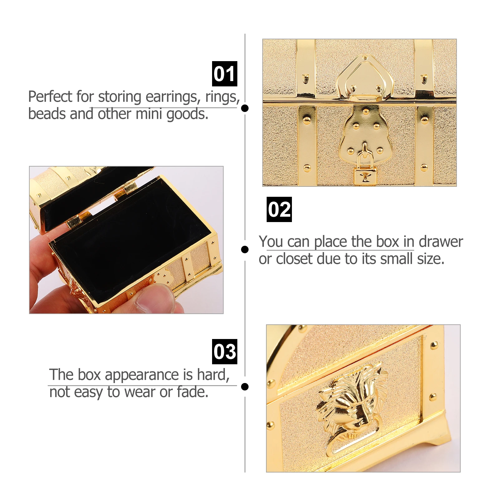 Zinc Alloy Jewelry Box Retro Treasure Chest Storage Case for Earrings Rings Beads Dust Water Resistant Small Size Gift
Zinc Alloy Jewelry Box Retro Treasure Chest Storage Case for Earrings Rings Beads Dust Water Resistant Small Size Gift