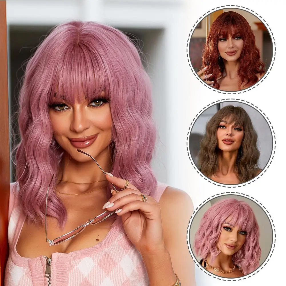 Bobo Hair with Bangs Pink Synthetic High-Temperature Silk Shoulder Length Short Curly Hair Fashionable Women's Short Hair Wig
Bobo Hair with Bangs Pink Synthetic High-Temperature Silk Shoulder Length Short Curly Hair Fashionable Women's Short Hair Wig