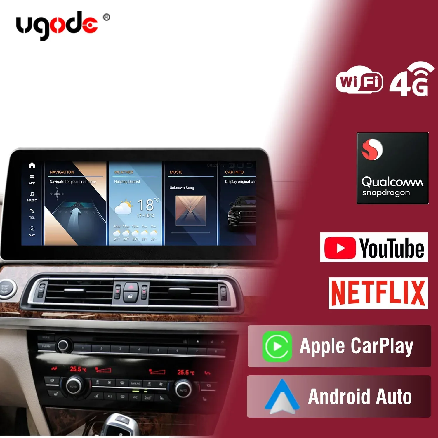 Ugode Android OS Touch Screen Car Multimedia Player for BMW 7 Series F01 F02 Wireless AUTO CarPlay Screen Upgrade GPS Navigation
Ugode Android OS Touch Screen Car Multimedia Player for BMW 7 Series F01 F02 Wireless AUTO CarPlay Screen Upgrade GPS Navigation