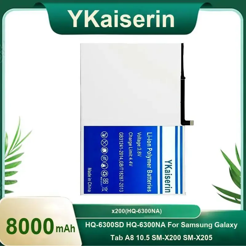 YKaiserin HQ-6300SD HQ-6300NA Аккумулятор для Samsung Galaxy Tab A8 10,5 SM-X200 SM-X205 Аккумулятор 8000 мАч + Инструменты Гарантия 2 года
YKaiserin HQ-6300SD HQ-6300NA Аккумулятор для Samsung Galaxy Tab A8 10,5 SM-X200 SM-X205 Аккумулятор 8000 мАч + Инструменты Гарантия 2 года