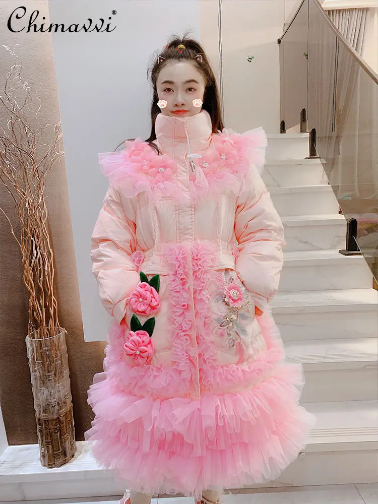 High-end Women's Down Jacket Winter Clothes New Korean Fashion Sweet Heavy 3D Flower Fairy Waist Duck Down Warm Coat
High-end Women's Down Jacket Winter Clothes New Korean Fashion Sweet Heavy 3D Flower Fairy Waist Duck Down Warm Coat