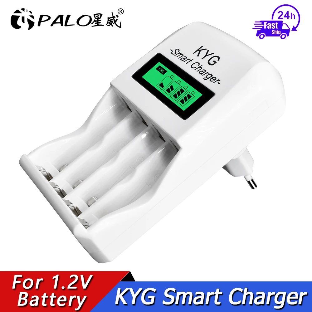 PALO 1.2V AA Battery Charger AA Smart LCD EU Plug Charger for AA AAA 1.2V Rechargeable Batteries KYG Smart Charger
PALO 1.2V AA Battery Charger AA Smart LCD EU Plug Charger for AA AAA 1.2V Rechargeable Batteries KYG Smart Charger