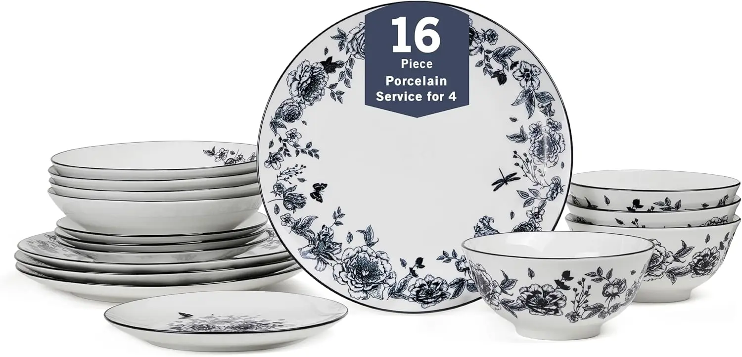 Esme 16-Piece Dinnerware Set Porcelain, Plates and Bowls Set, Dish Set for 4, Cereal and Pasta Bowls, Microwave and Dishwasher S
Esme 16-Piece Dinnerware Set Porcelain, Plates and Bowls Set, Dish Set for 4, Cereal and Pasta Bowls, Microwave and Dishwasher S