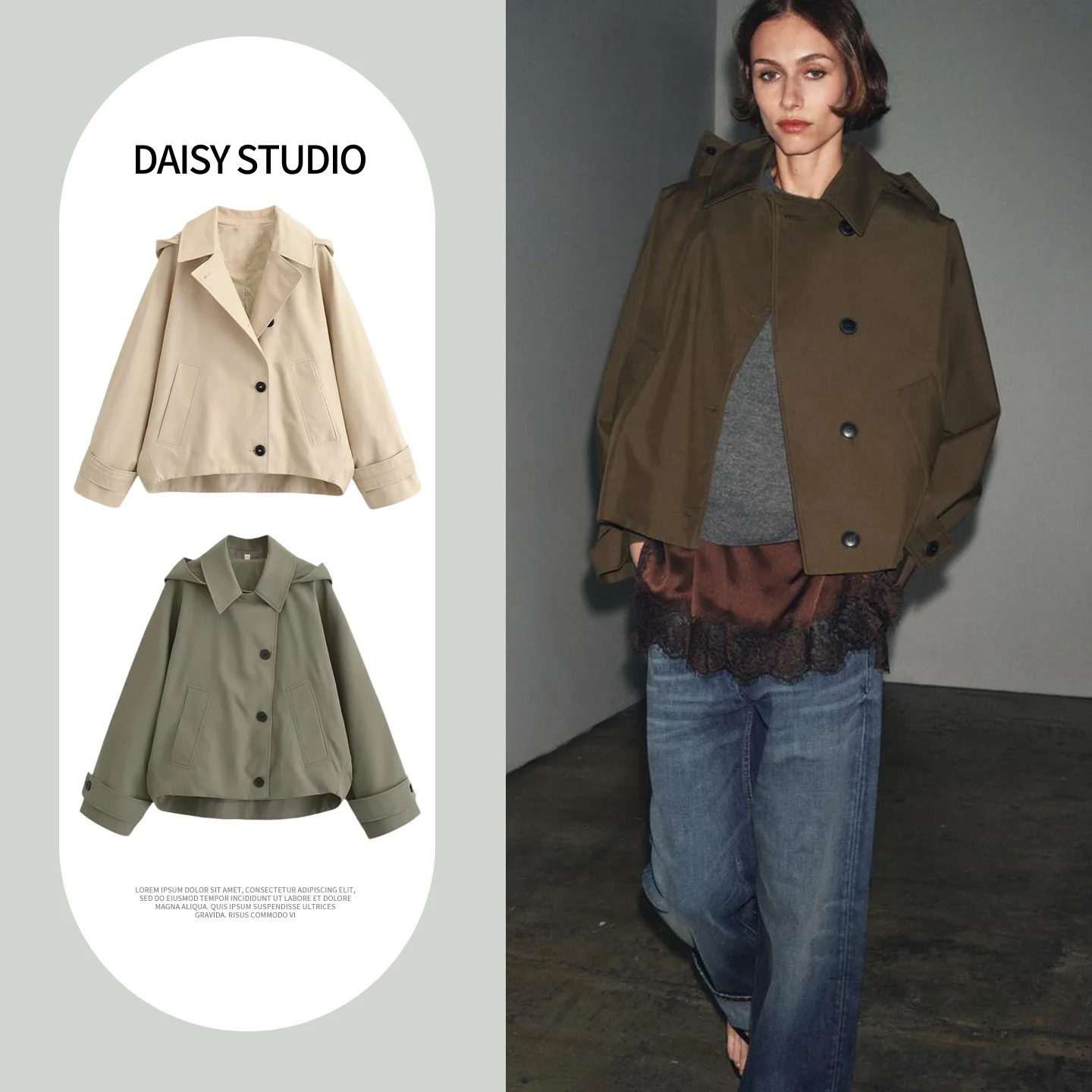 Spring New Women's Casual Style Hooded Cloak Coat Long Sleeve Turn-down Collar Detachable Windbreaker Outerwear Fashionable L...
Spring New Women's Casual Style Hooded Cloak Coat Long Sleeve Turn-down Collar Detachable Windbreaker Outerwear Fashionable L...