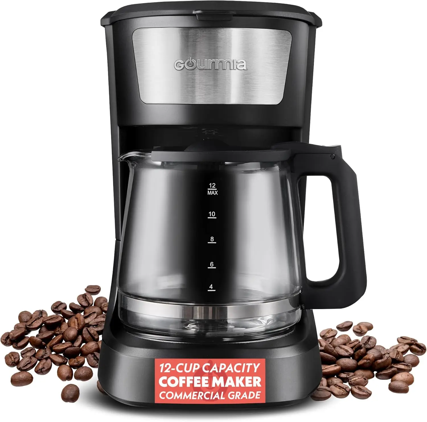 12-Cup Coffee Maker with Pause & Serve, Keep Warm, Easy-View Water Window, Compact Design, Stainless Steel Accents, Black
12-Cup Coffee Maker with Pause & Serve, Keep Warm, Easy-View Water Window, Compact Design, Stainless Steel Accents, Black