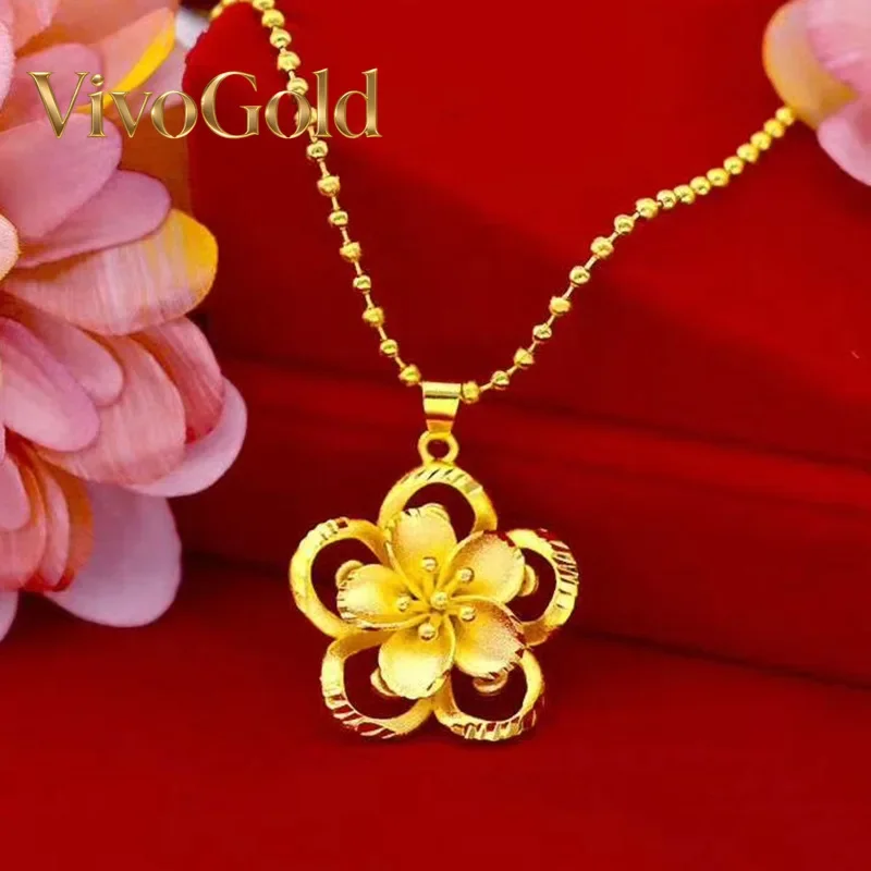 VivoGoldJewelry for Women 9999 24K Real Gold Lucky Five-Leaf Flower Necklace Sun Flower Pendant Fashion Women's Double Water Wav
VivoGoldJewelry for Women 9999 24K Real Gold Lucky Five-Leaf Flower Necklace Sun Flower Pendant Fashion Women's Double Water Wav
