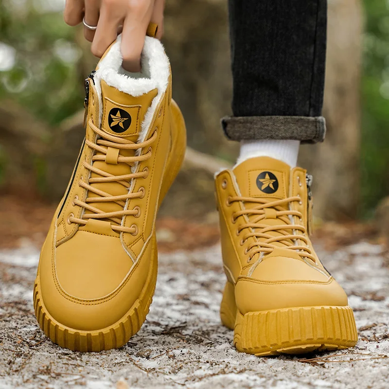 Мужские флисовые теплые однотонные кожаные прочные ботинки на плоском каблуке и толстой подошве, модные нескользящие уличные зимние ботинки большого размера
Мужские флисовые теплые однотонные кожаные прочные ботинки на плоском каблуке и толстой подошве, модные нескользящие уличные зимние ботинки большого размера