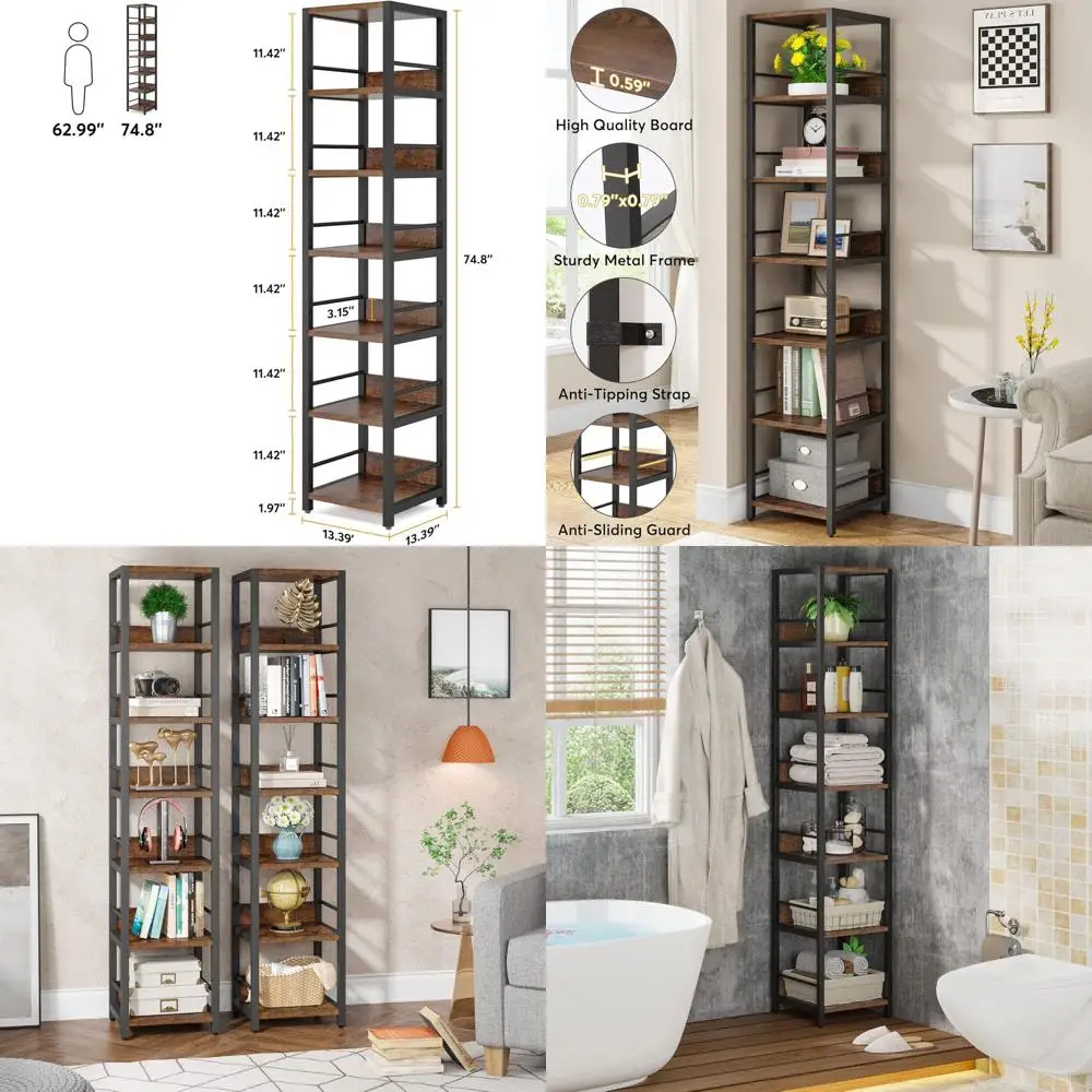 75 Inch Tall 6-Tier Slim Bookshelf for Small Spaces, Multipurpose Storage Rack, Skinny Shelving Unit for Living Room or Kitchen
75 Inch Tall 6-Tier Slim Bookshelf for Small Spaces, Multipurpose Storage Rack, Skinny Shelving Unit for Living Room or Kitchen