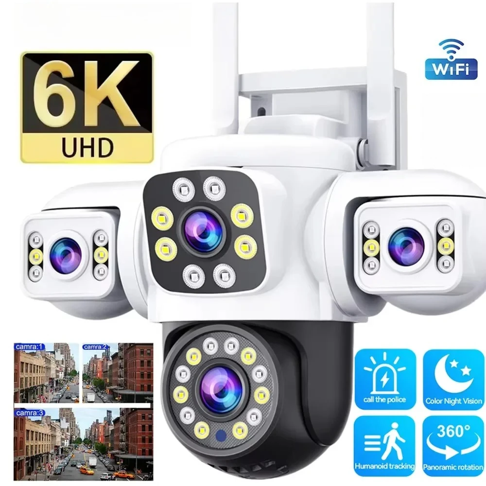 6K UHD WiFi IP Camera Outdoor 12MP Three Screen Three Lens Human Type AI Detection Automatic Tracking Securit Monitoring IP CCTV
6K UHD WiFi IP Camera Outdoor 12MP Three Screen Three Lens Human Type AI Detection Automatic Tracking Securit Monitoring IP CCTV