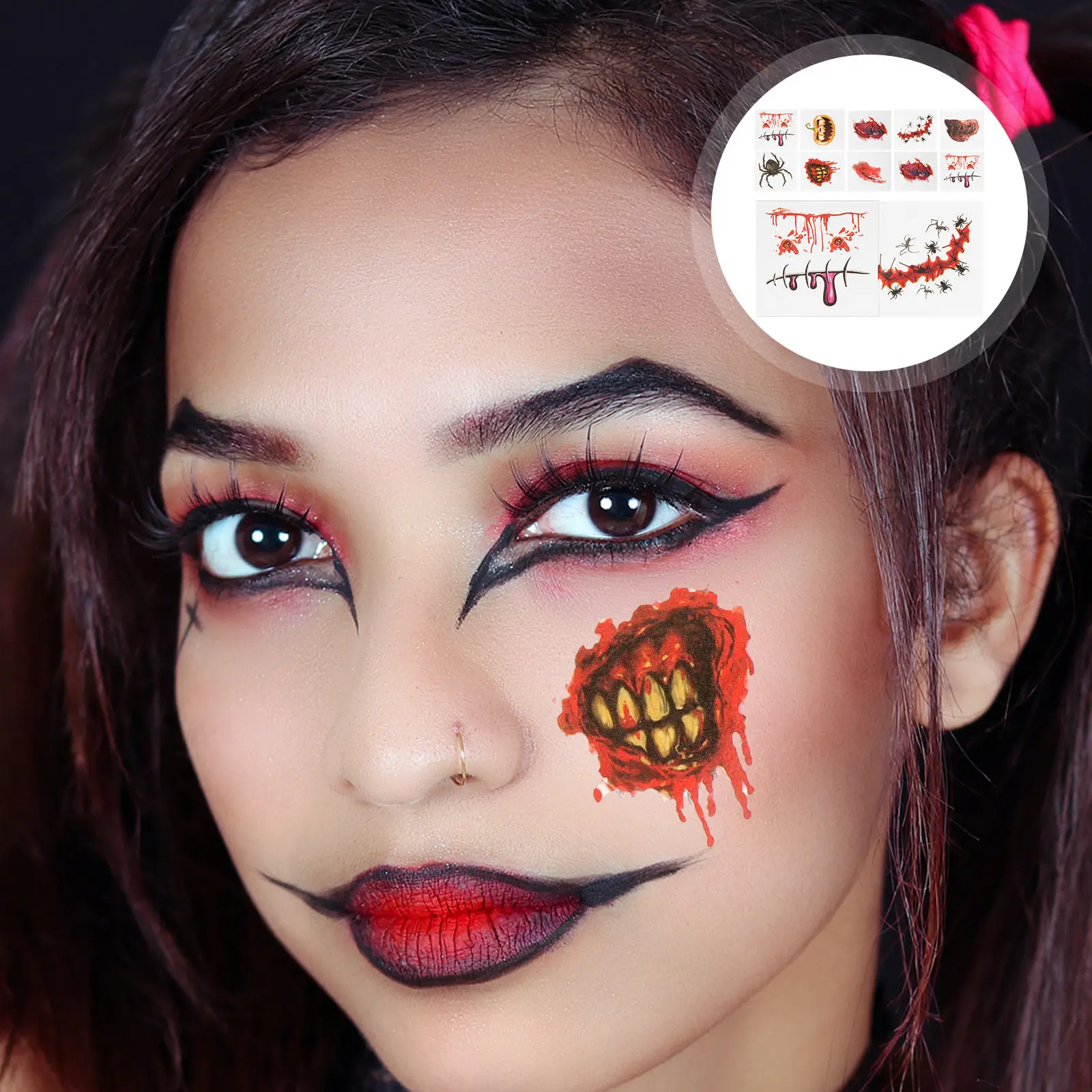 40Pcs Fake Blood Makeup Scars Stickers Realistic Wound Decals for Halloween Party Costume Temporary Skin Tattoos Effects
40Pcs Fake Blood Makeup Scars Stickers Realistic Wound Decals for Halloween Party Costume Temporary Skin Tattoos Effects
