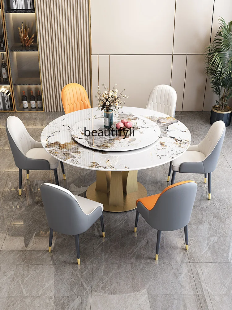 Rock slab dining table light luxury modern simple small apartment household, restaurant round turntable dining table chairs
Rock slab dining table light luxury modern simple small apartment household, restaurant round turntable dining table chairs