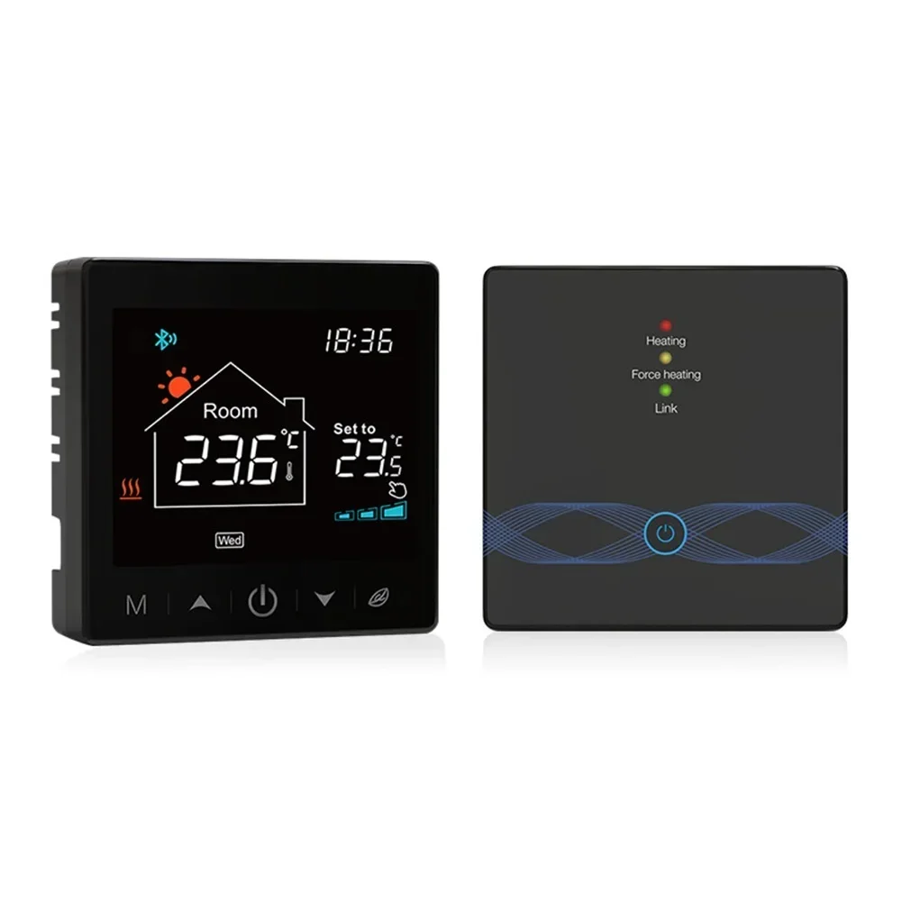 Wireless Desktop Thermostat with Mobile App Control for Tuya Boiler and Floor Heating Dual Temperature Display
Wireless Desktop Thermostat with Mobile App Control for Tuya Boiler and Floor Heating Dual Temperature Display